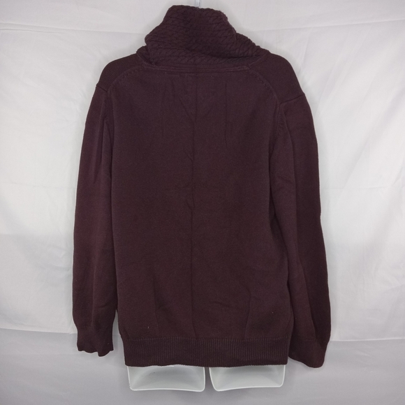 Weatherproof Sweater Men Large Vintage Shawl Collar Sweatshirt Maroon - Picture 4 of 5
